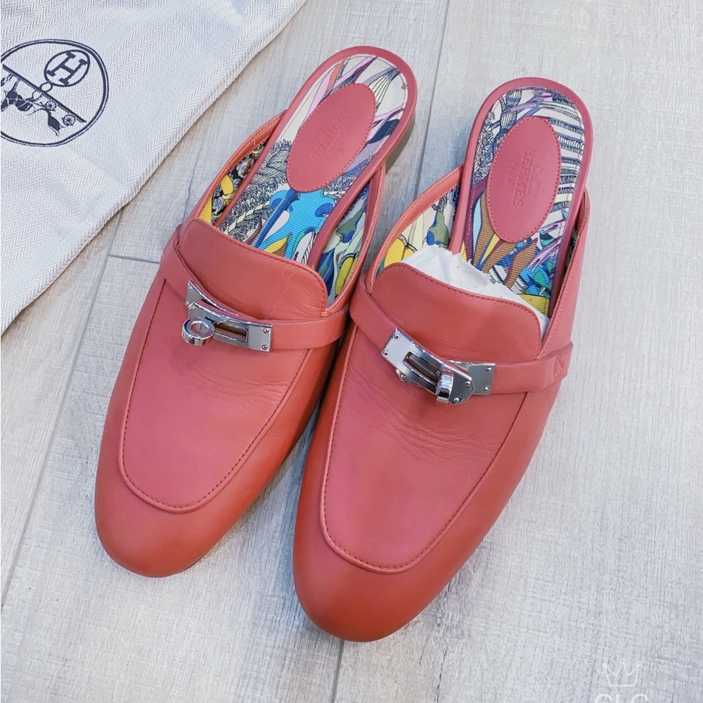 Hermes Kelly Buckle leather Mules